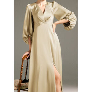 AW BRIDAL 4 S light gold Energico formal mother of bride maxi dress NEW b99